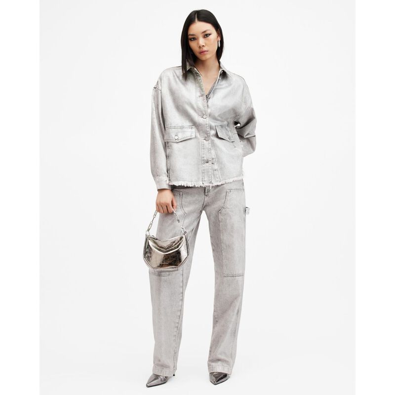 AllSaints Hettie Oversized Denim Shacket image number 3
